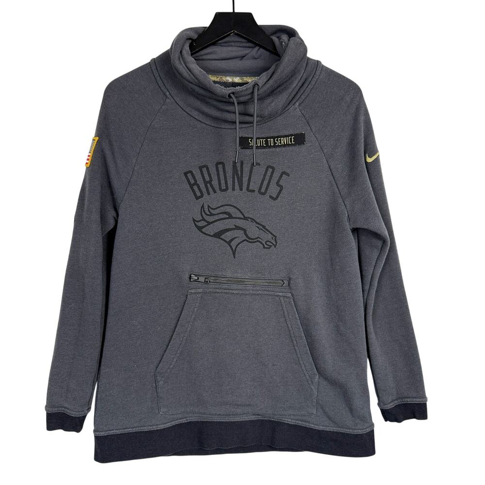 Nike Denver Broncos Salute to Service Funnel Neck Sweatshirt Gray - S